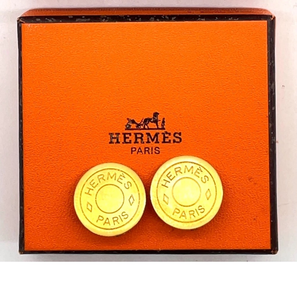 Hermes Clou De Selle gold Clip on Earrings with the box